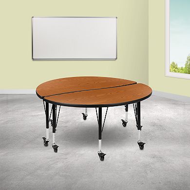 Emma and Oliver 2 Piece Mobile 47.5" Circle Collaborative Grey Kids Activity Table Set