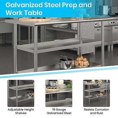Emma and Oliver NSF Certified Stainless Steel 18 Gauge Work Table with 2 Undershelves
