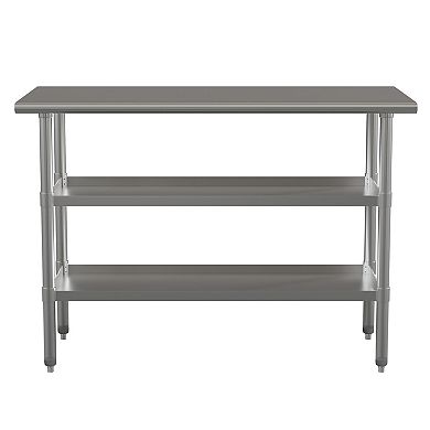 Emma and Oliver NSF Certified Stainless Steel 18 Gauge Work Table with 2 Undershelves