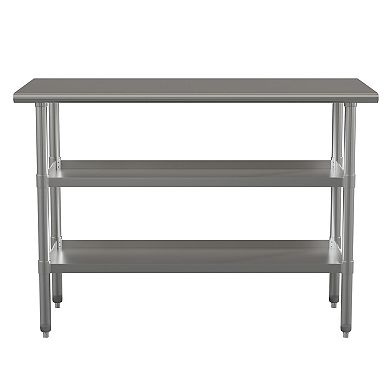 Emma and Oliver NSF Certified Stainless Steel 18 Gauge Work Table with 2 Undershelves