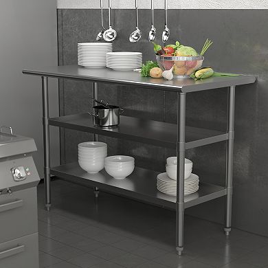 Emma and Oliver NSF Certified Stainless Steel 18 Gauge Work Table with 2 Undershelves