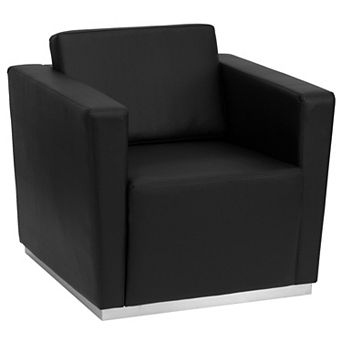 Emma and Oliver Contemporary Leather Chair with Stainless Steel Recessed Base