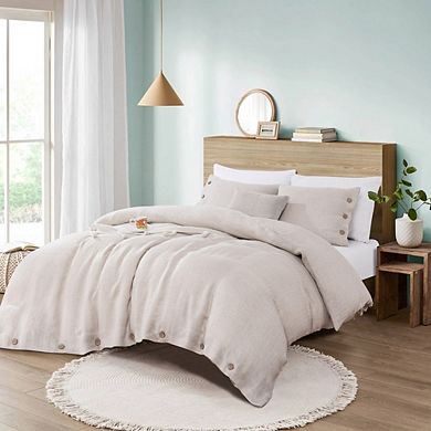 Stone Washed French Linen Duvet Cover Set 3 Pcs