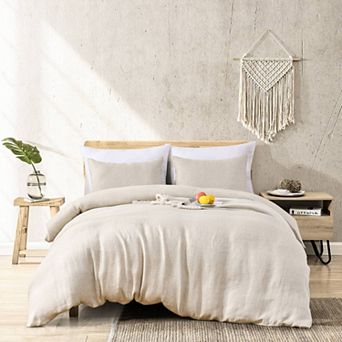 Stone Washed French Linen Duvet Cover Set 3 pc