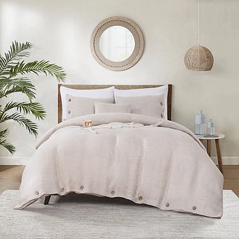 Stone Washed French Linen Duvet Cover Set 3 pc