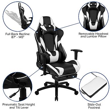 Emma and Oliver Desk Bundle-Gaming Desk, Cup Holder, Headphone Hook and Reclining Chair