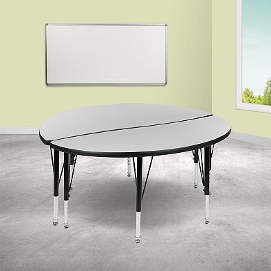 Emma and Oliver 2 Piece 47.5" Circle Collaborative Grey Kids Adjustable Activity Table Set