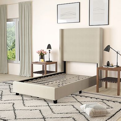 Merrick Lane Bramlett Modern Platform Bed with Padded Wingback Headboard - No Box Spring Needed