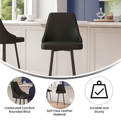 Merrick Lane Petra Modern Upholstered Dining Stools With Chrome Accented Metal Frames And Footrests