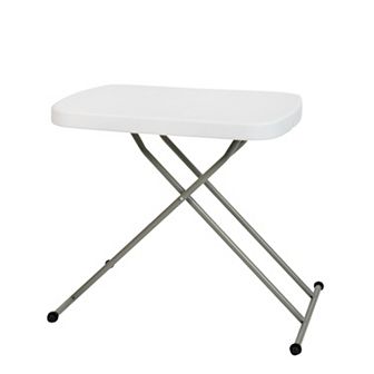 Emma and Oliver Height Adjustable Plastic Folding TV Tray/Laptop Table in Granite White