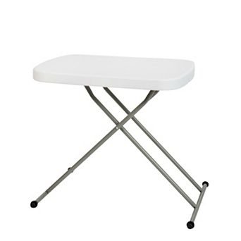 Emma and Oliver Height Adjustable Plastic Folding TV Tray/Laptop Table in Granite White