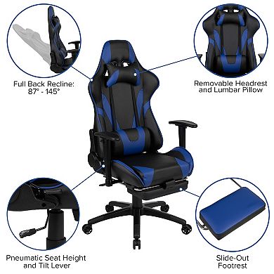 Emma and Oliver Gaming Desk Set - Cup/Headset Holder/Reclining & Footrest