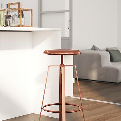 Merrick Lane Serling Series Industrial Style Bar Stool with Height Adjustable Swivel Seat