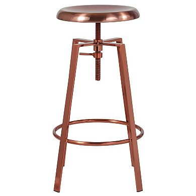 Merrick Lane Serling Series Industrial Style Bar Stool with Height Adjustable Swivel Seat