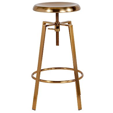 Merrick Lane Serling Series Industrial Style Bar Stool with Height Adjustable Swivel Seat