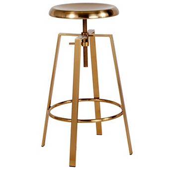Merrick Lane Serling Series Industrial Style Bar Stool with Height Adjustable Swivel Seat