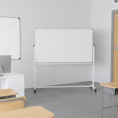 Emma and Oliver Double-Sided Mobile White Board Stand with Pen Tray