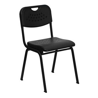 Emma and Oliver 880 lb. Capacity Plastic Stack Chair with Open Back