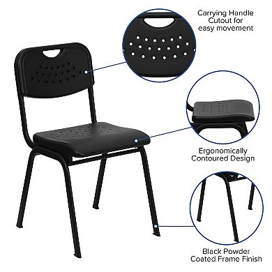 Emma and Oliver 880 lb. Capacity Plastic Stack Chair with Open Back