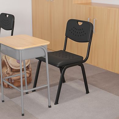 Emma and Oliver 880 lb. Capacity Plastic Stack Chair with Open Back
