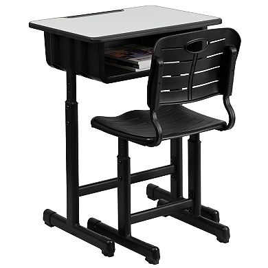 Emma and Oliver Adjustable Height Student Desk and Chair with Pedestal Frame