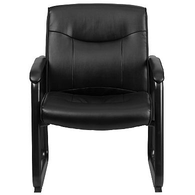 Emma and Oliver Big & Tall Leather Executive Side Chair with Clean Line Stitching and Sled Base