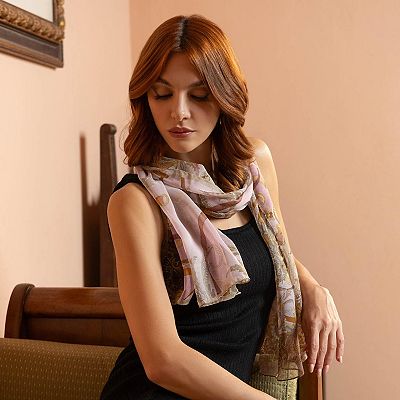 Alessandra Long Sheer Silk Scarf For Women