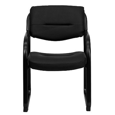Emma and Oliver Leather Executive Side Reception Chair with Sled Base