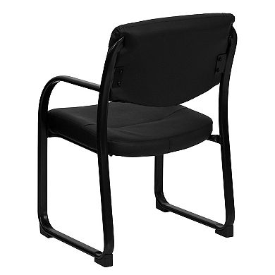 Emma and Oliver Leather Executive Side Reception Chair with Sled Base