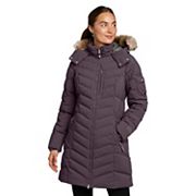 Manteau Parka Eddie Bauer Femme XL Noir – Capuche Fausse Fourrure, Duvet, Matelassé, Hiver
