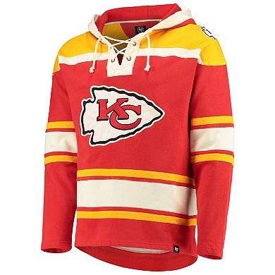 Men's '47 Red/Gold Kansas City Chiefs Lacer V-Neck Pullover Hoodie