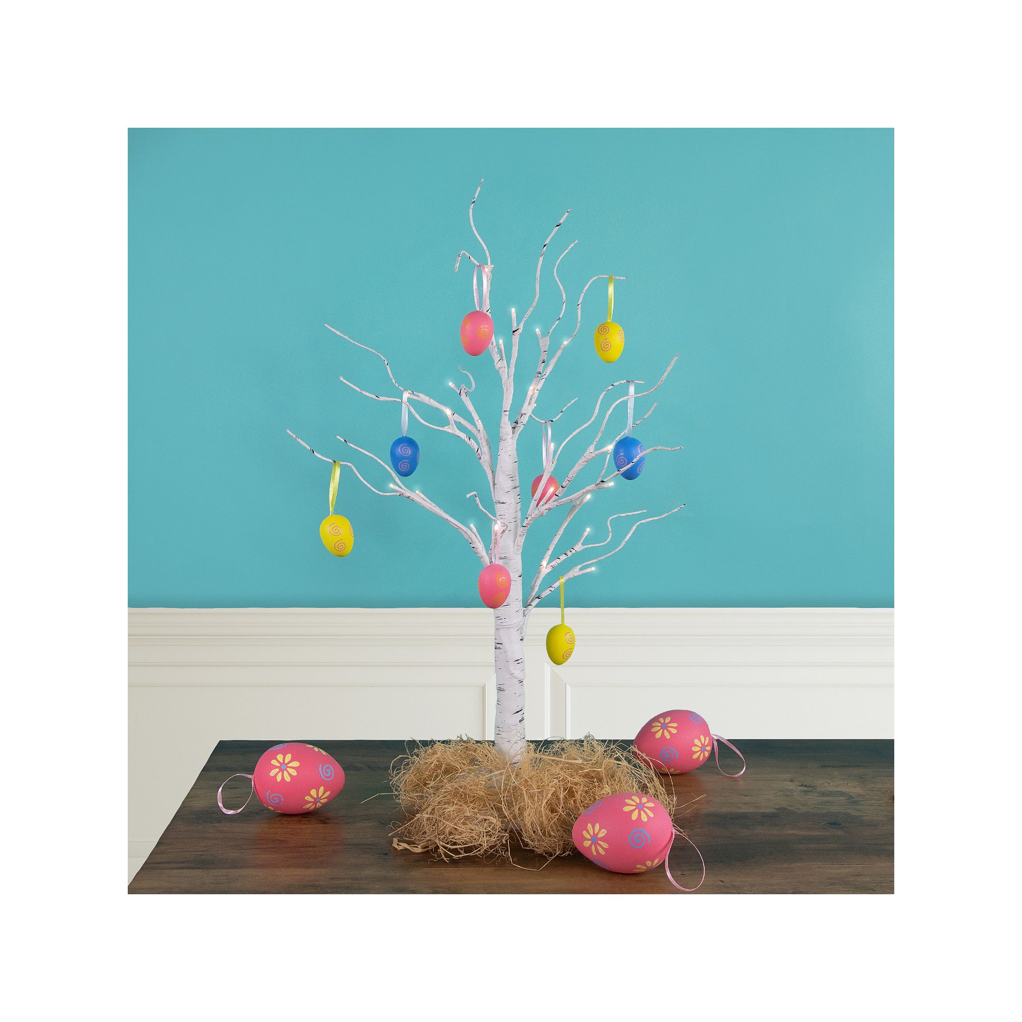 Northlight 29-count 3.25 Pastel Pink, Blue and Yellow Spring Easter Egg 