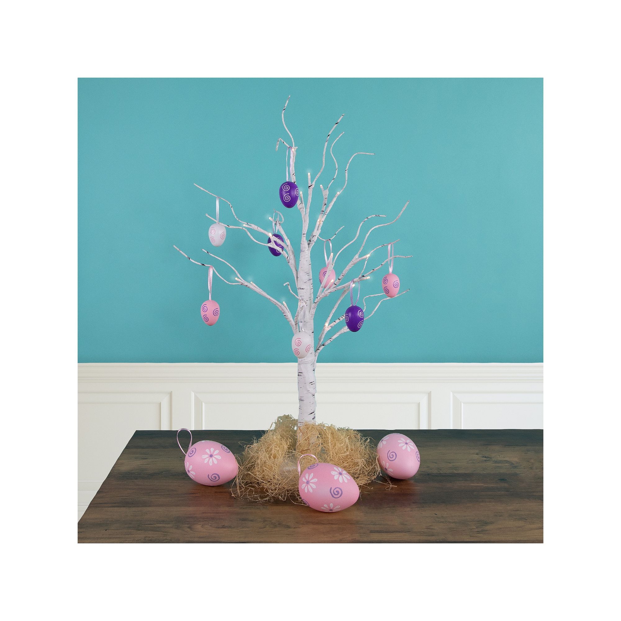 Northlight 29-count 3.25 Pastel Pink, Purple and White Spring Easter Egg