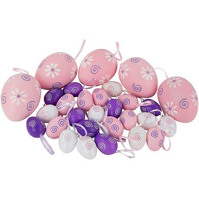 Northlight 29-count 3.25" Pastel Pink, Purple and White Spring Easter Egg Ornaments Set