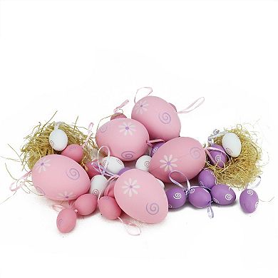 Northlight 29-count 3.25" Pastel Pink, Purple and White Spring Easter Egg Ornaments Set