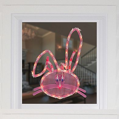 Northlight 17" Lighted Pink Bunny Head Easter Window Silhouette Decoration