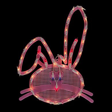 Northlight 17" Lighted Pink Bunny Head Easter Window Silhouette Decoration