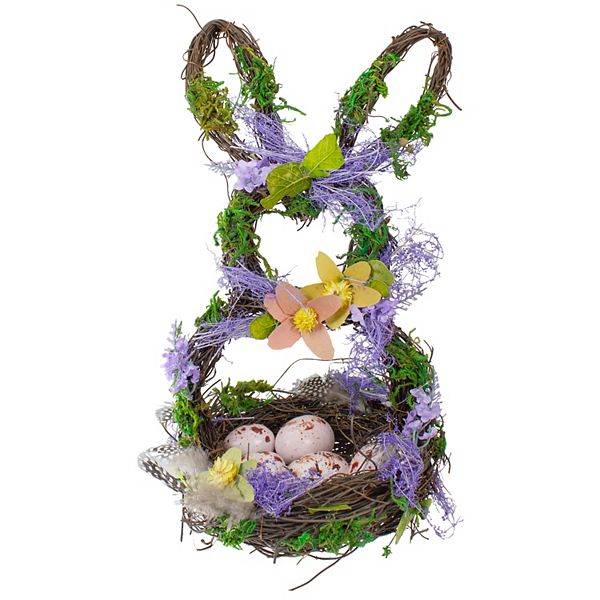 Northlight Floral Grapevine Bunny Shaped Easter Basket Decoration   21 292338472525299720