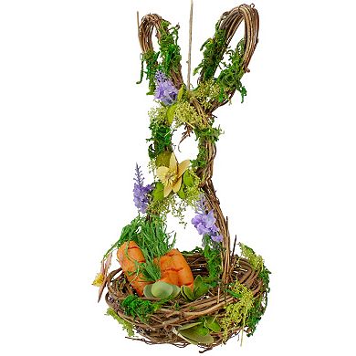 Northlight 14.5" Brown and Green Artificial Floral Bunny Shaped Basket