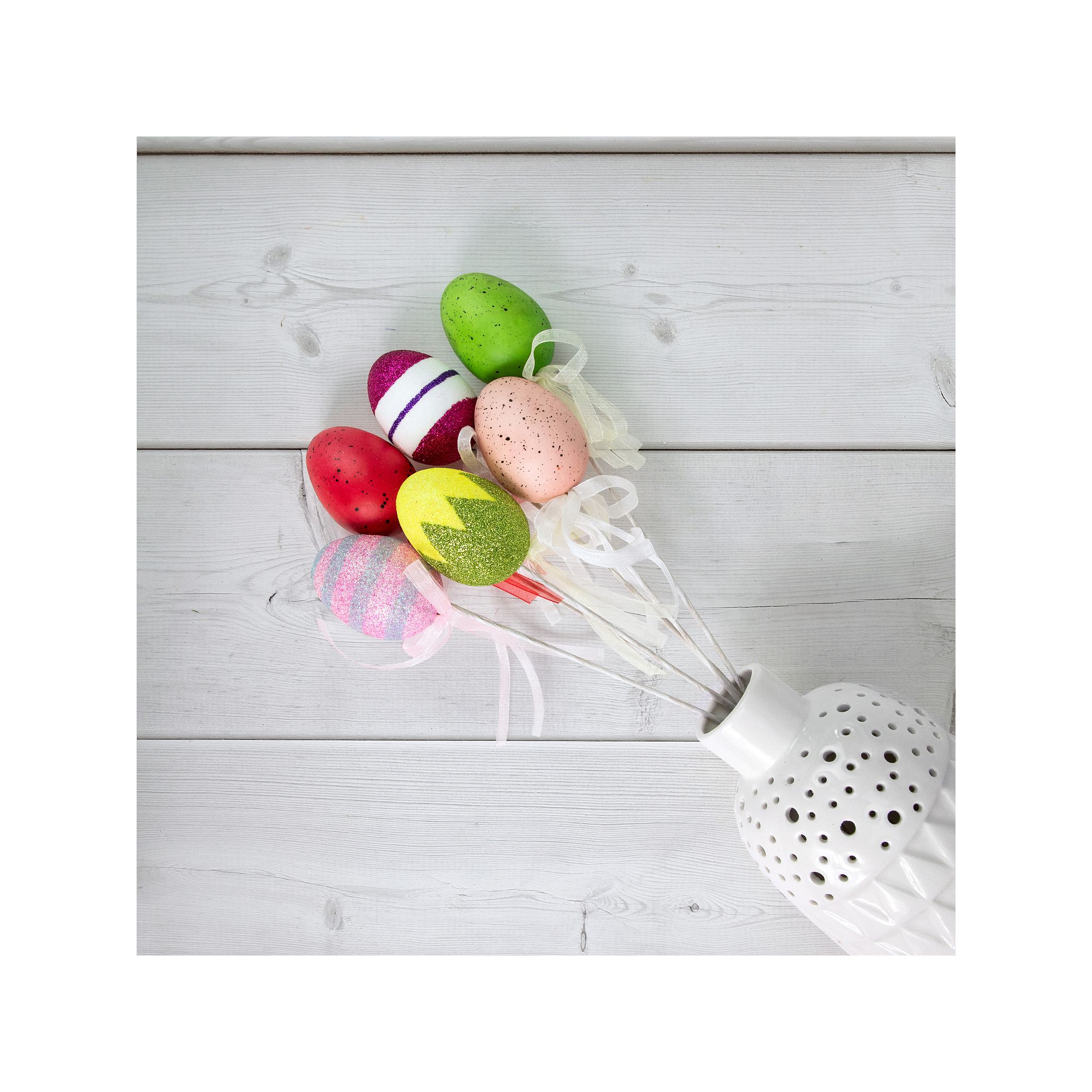 Northlight 6-count 14.5 Speckled and Glittered Easter Egg Picks Set, Pin