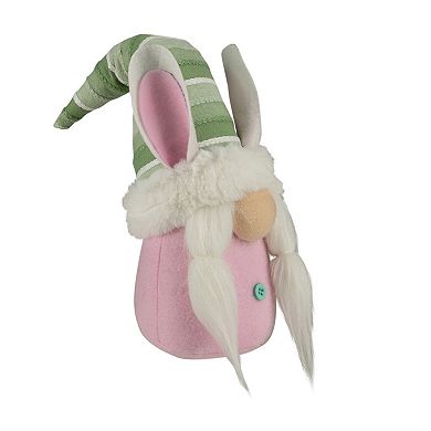 Northlight Pink and Green Gnome Girl with Bunny Ears Easter Tabletop Décor