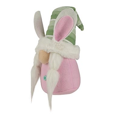 Northlight Pink and Green Gnome Girl with Bunny Ears Easter Tabletop Décor