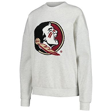 Women's Gameday Couture Ash Florida State Seminoles Team Effort Pullover Sweatshirt & Shorts Sleep Set