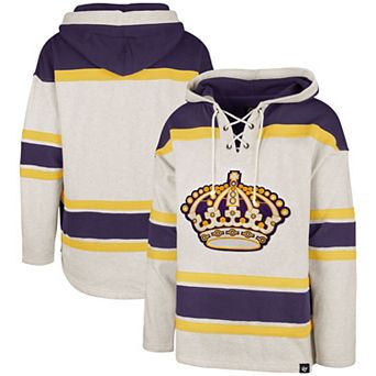 Men's '47 Oatmeal Los Angeles Kings Rockaway Lacer Pullover Hoodie