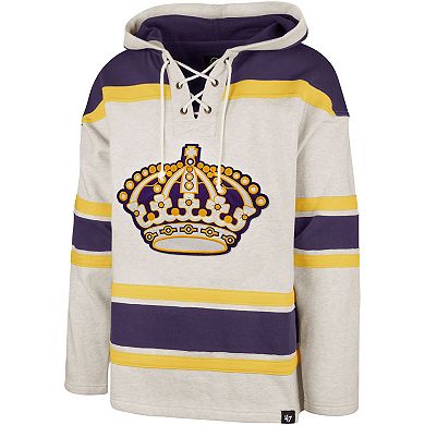 Men's '47 Oatmeal Los Angeles Kings Rockaway Lacer Pullover Hoodie