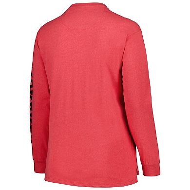 Women's Pressbox Scarlet Ohio State Buckeyes Plus Size 2-Hit Canyon Long Sleeve T-Shirt