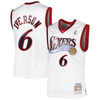 Men's Mitchell & Ness Allen Iverson White Philadelphia 76ers 2001/02 Hardwood Classics Swingman Jersey
