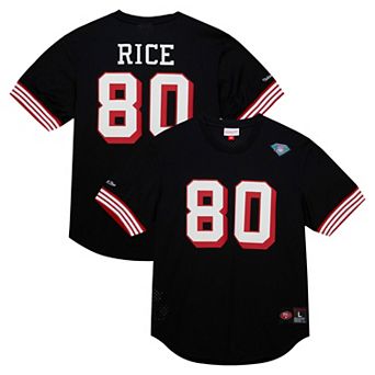 Men's Mitchell & Ness Jerry Rice Black San Francisco 49ers Retired Player Name & Number Mesh Top