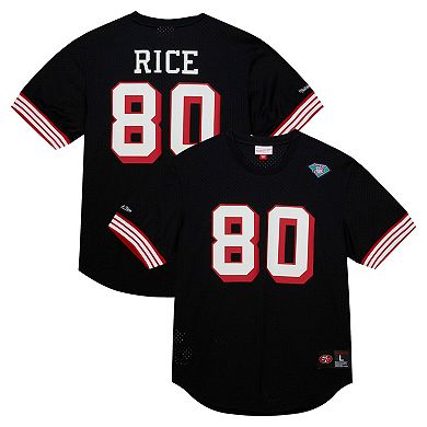 Men's Mitchell & Ness Jerry Rice Black San Francisco 49ers Retired Player Name & Number Mesh Top