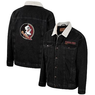 Men's Colosseum x Wrangler Charcoal Florida State Seminoles Western Button-Up Denim Jacket